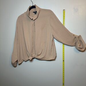 Women's Beige Button-Up Blouse